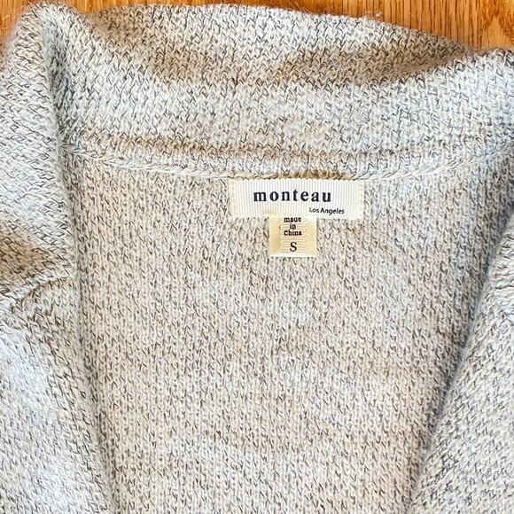 Monteau Small Duster Maxi Boho Cárdigan Vest Gray Western Classic Sweater Vest - Picture 2 of 8